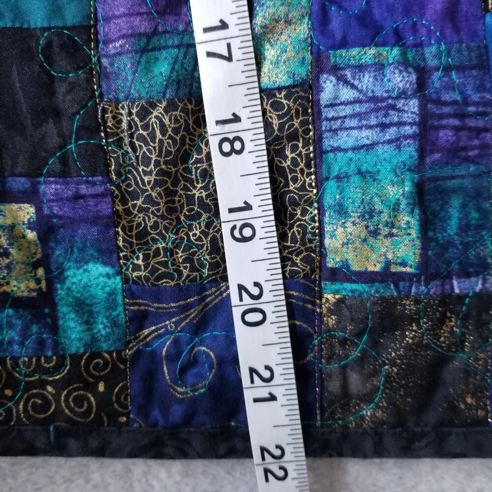 Quilted Patchwork Embroidered Button Front Granny… - image 8